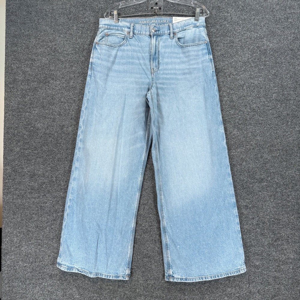 American Eagle Ultra Wide Leg Jeans Womens 6 Blue Strigid Low Rise Denim NEW
